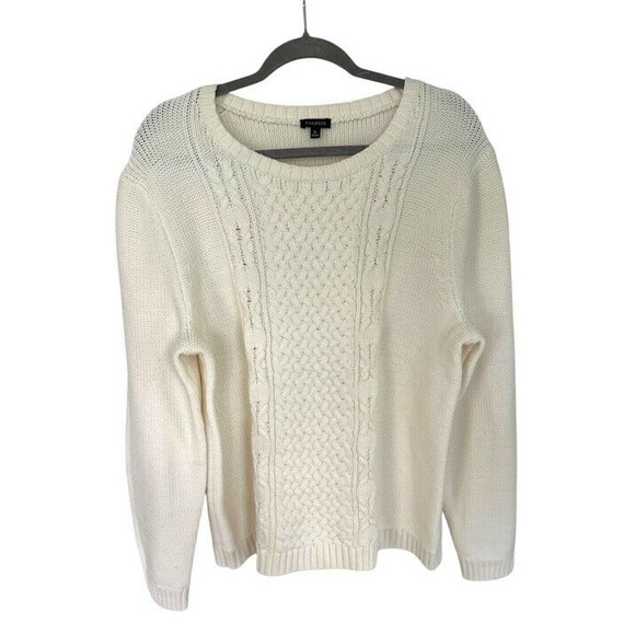Talbots Sweater Womens SIze XL Cream Cable Knit Minimalist Neutral Office Casual - Picture 1 of 7